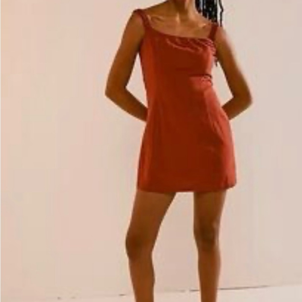 Free People Free-est Close To Heart Mini Dress Rust Cotton size Large NWOT